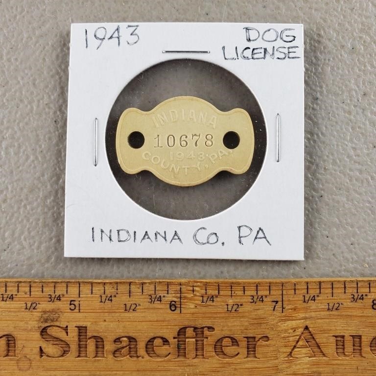 1943 Indiana Co PA Dog License