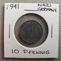 1941 German 10 Pfennig Coin WWII