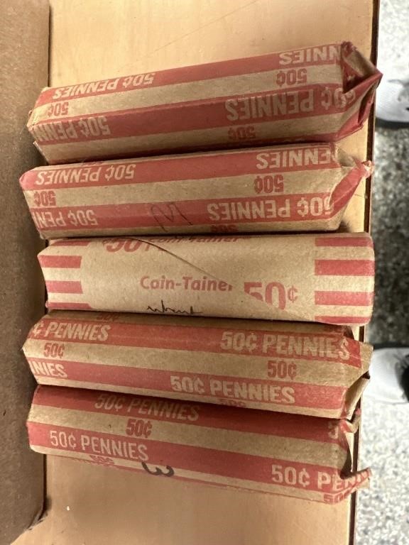 5 ROLLS OF VINTAGE WHEAT PENNIES