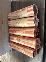 5 ROLLS OF VINTAGE WHEAT PENNIES