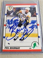 1990 Score Phil Bourque Signed Hockey Card