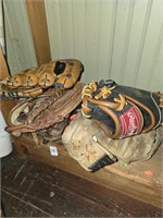 Lot of 5 Baseball Gloves