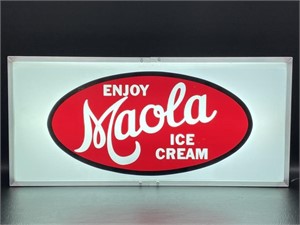 Vintage Dualite Lighted Sign Maola Ice Cream,