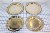 4 SILVER PLATE SERVING PLATTERS