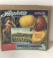 Vintage 1900's  Appleton Apples Crate Label  UJC