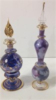 2 Egyptian Gilded Handblown Glass Perfumes UJC