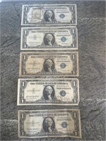 $1 Silver Certificates Lot of 5 #3