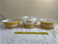 Vintage Butterfly Gold & White Pyrex Dishes Lot