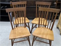 Set of Four Modern Wooden Dining Side Chairs
