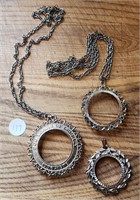 (3) Coin Holder Necklace Frames, Chains
