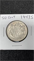 1947 Canadian Silver 50 Cent Coin
