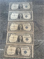 $1 Silver Certificates Lot of 5 #4
