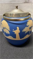 Haddon Pottery Biscuit Barrel With Painted Scene M