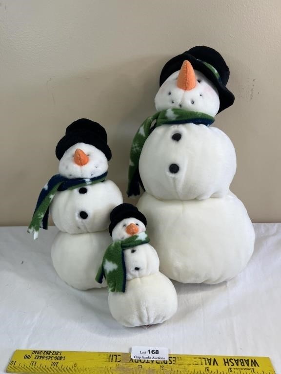Super Cute 3 Plush Snowman Snowmen Lot