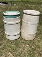 TWO 55 GALLON DRUMS PLASTIC