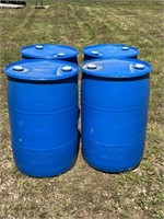 FOUR 55 GALLON DRUMS PLASTIC