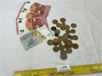 Lot of Coins & Paper Foreign Currency Euros