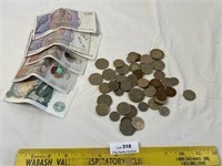 Lot of Coins & Paper Foreign Currency English