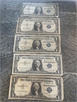 $1 Silver Certificates Lot of 5 #7