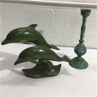 Candle Holder and Dolphin Sculpture K13C