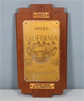 1948 California State Fair 2nd Place Prize