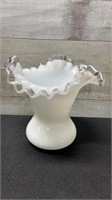 Fenton Silver Crested Vase With Ruffled Edges 6.75