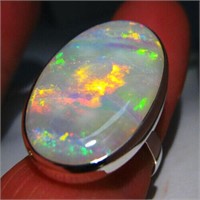 Fashion Silver Plated White Fire Opal Ring