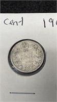 1908 Canadian Silver 10 Cent Coin