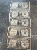 $1 Silver Certificates Lot of 5 #8