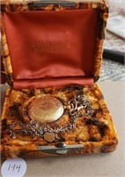 Antique Hampden Ladies Pocket Watch, Chain & Slide
