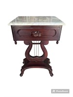 Victorian Style Marble Top Lyre Table