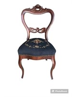 Old Mahogany Chair Black Needlepoint Seat U11B
