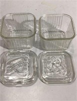 Pair of Vintage Refrigerator Glass Containers K13D