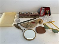 10pc Vintage Vanity Items, Mirror Handle Needs