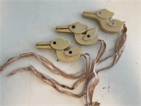3) 1930s Celluloid Duck Baby Blanket Clips