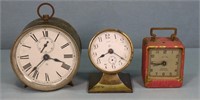 (3) Vintage Ansonia Desk & Alarm Clocks