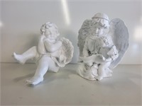 2 Statues Angel & Cherub, Resin Like