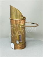 brass & copper match holder - 8" tall