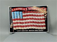 metal Campbells Soups ad sign