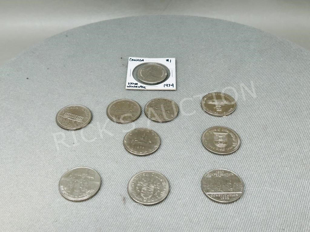 10 Canadian dollar coins & tokens