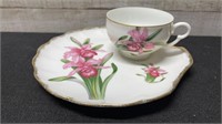 Orchid Snack Tray & Tea Cup Westville China Made J
