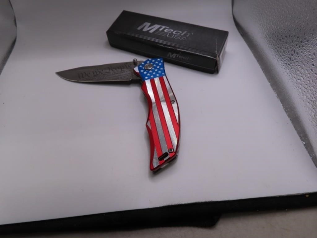 New MTECH USA 5" Single Blade Knife WE THE PEOPLE