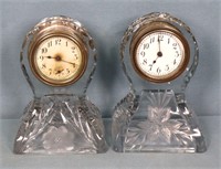 (2) New Haven American Brilliant Cut Glass Clocks
