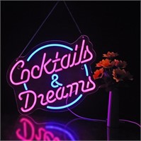 Cocktails and Dreams Neon Sign for Wall Decor