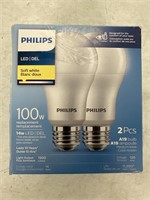 2Pcs Philips 100W Equivalent Soft White