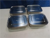 (4) Stainless HOLIPOT Food Camp/Hike 9"x6" Contain