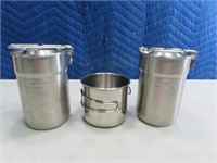 3pcs Stanley etc Stainless 6"ish Hike/Camp Contain