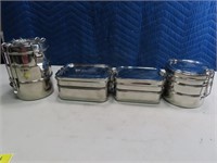 (4) Stainless MultiTier HIke/Camp/Lunch Boxes