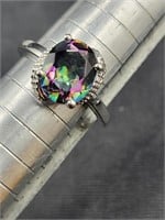 Oval 2.34ct Mystic Topaz Sterling Sz 7  Comes