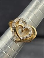 Double Heart Small Natural Diamond Accent Ring